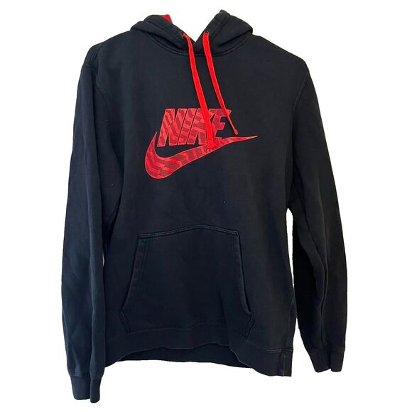 Nike Other - Nike Mens Black Red Hoodie M Fleece Pockets Sweatshirt Long Sleeve Pullover